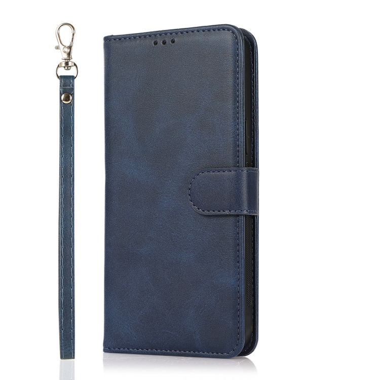 For Samsung Galaxy S23+ 5G Calf Texture 2 in 1 Detachable Magnetic Back Cover Leather Case(Blue)