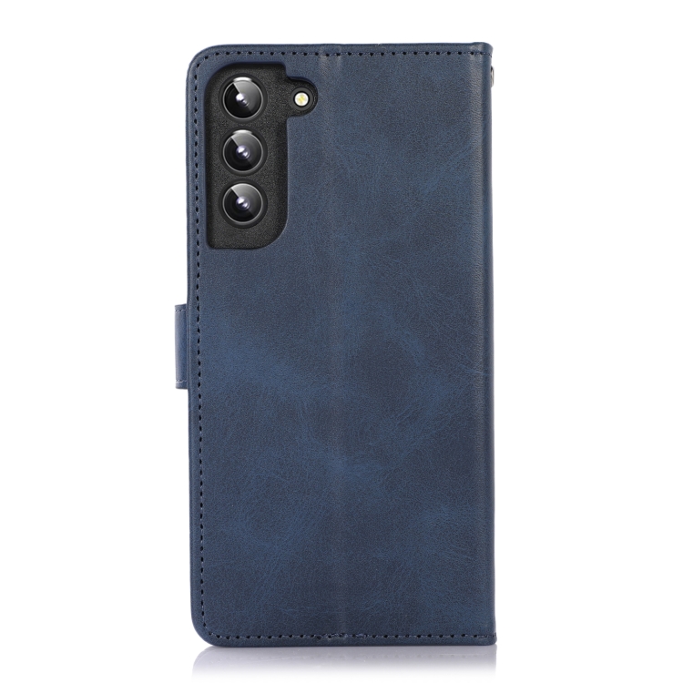 For Samsung Galaxy S23+ 5G Calf Texture 2 in 1 Detachable Magnetic Back Cover Leather Case(Blue)
