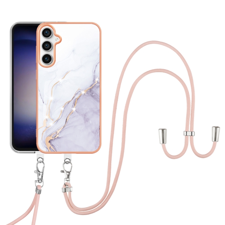 For Samsung Galaxy S24 FE 5G Electroplating Marble Dual-side IMD Phone Case with Lanyard(White 006) For Samsung Galaxy S24 FE 5G Electroplating Marble Dual-side IMD Phone Case with Lanyard(White 006)
