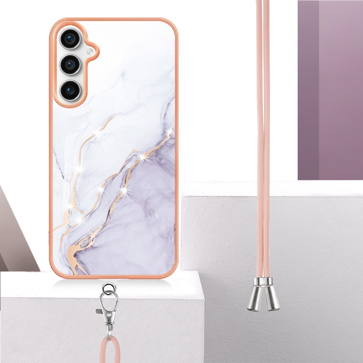 For Samsung Galaxy S24 FE 5G Electroplating Marble Dual-side IMD Phone Case with Lanyard(White 006) For Samsung Galaxy S24 FE 5G Electroplating Marble Dual-side IMD Phone Case with Lanyard(White 006)