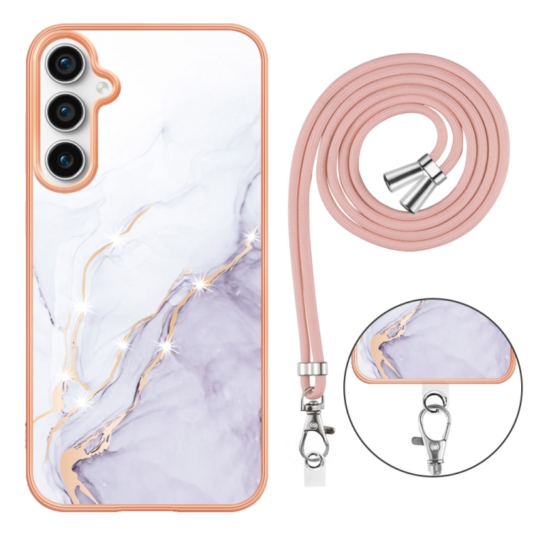 For Samsung Galaxy S24 FE 5G Electroplating Marble Dual-side IMD Phone Case with Lanyard(White 006) For Samsung Galaxy S24 FE 5G Electroplating Marble Dual-side IMD Phone Case with Lanyard(White 006)