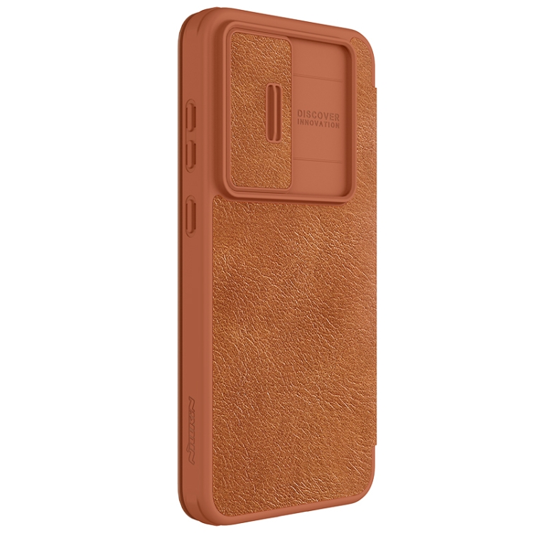 For Samsung Galaxy S24 FE 5G NILLKIN QIN Series Pro Sliding Camera Cover Design Leather Phone Case(Brown) For Samsung Galaxy S24 FE 5G NILLKIN QIN Series Pro Sliding Camera Cover Design Leather Phone Case(Brown)