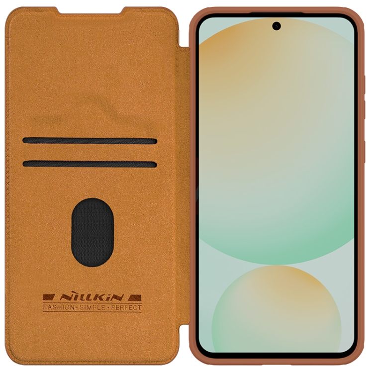 For Samsung Galaxy S24 FE 5G NILLKIN QIN Series Pro Sliding Camera Cover Design Leather Phone Case(Brown) For Samsung Galaxy S24 FE 5G NILLKIN QIN Series Pro Sliding Camera Cover Design Leather Phone Case(Brown)