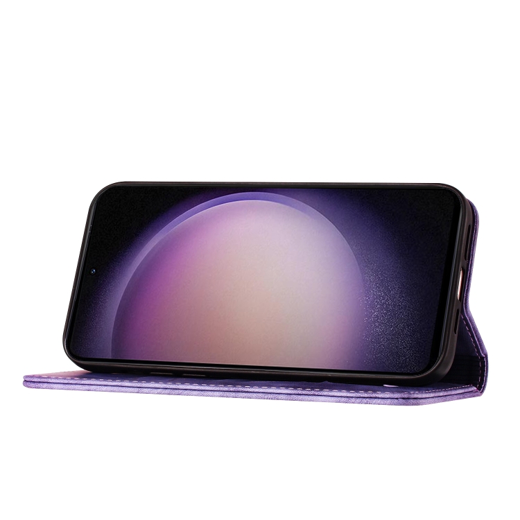 For Samsung Galaxy S25 5G Butterfly Cat Embossing Flip Leather Phone Case(Purple) For Samsung Galaxy S25 5G Butterfly Cat Embossing Flip Leather Phone Case(Purple)