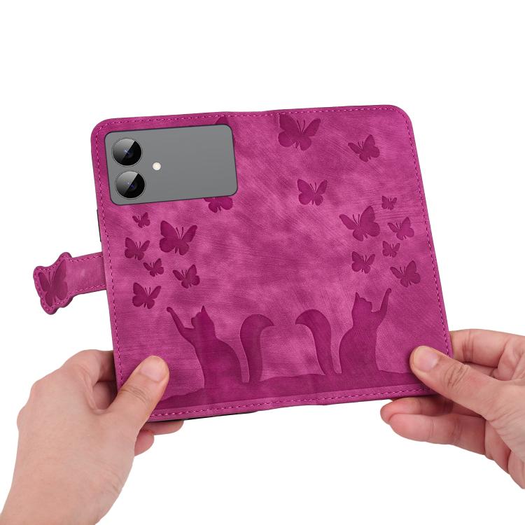 For Samsung Galaxy S26 Edge 5G Butterfly Cat Embossing Flip Leather Phone Case(Pink)