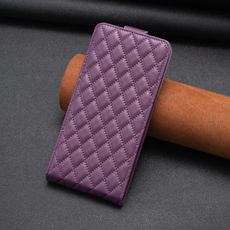 For Samsung Galaxy S25 5G Diamond Lattice Vertical Flip Leather Phone Case(Dark Purple) For Samsung Galaxy S25 5G Diamond Lattice Vertical Flip Leather Phone Case(Dark Purple)