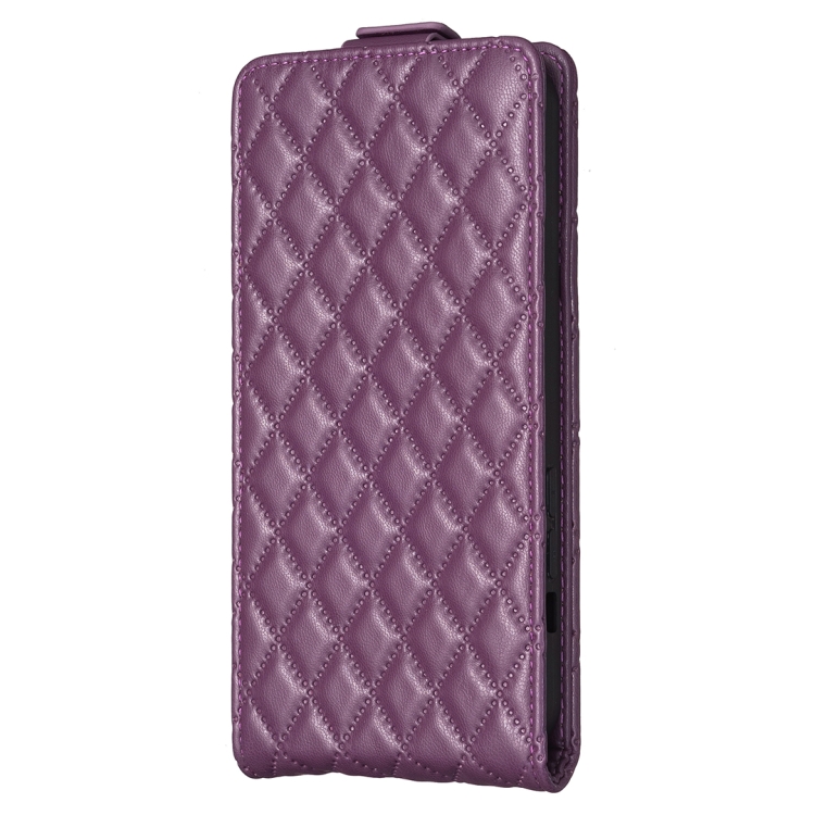 For Samsung Galaxy S25 5G Diamond Lattice Vertical Flip Leather Phone Case(Dark Purple) For Samsung Galaxy S25 5G Diamond Lattice Vertical Flip Leather Phone Case(Dark Purple)