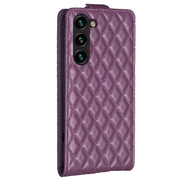 For Samsung Galaxy S25 5G Diamond Lattice Vertical Flip Leather Phone Case(Dark Purple) For Samsung Galaxy S25 5G Diamond Lattice Vertical Flip Leather Phone Case(Dark Purple)