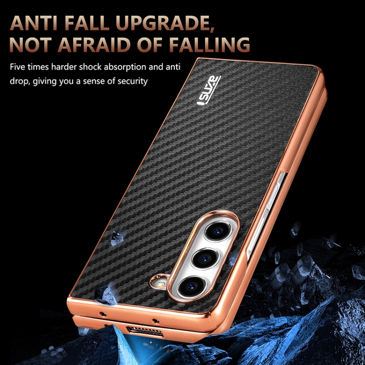 For Samsung Galaxy Z Fold6 5G AZNS Electroplated Edge Carbon Fiber Texture Phone Case(Brown) For Samsung Galaxy Z Fold6 5G AZNS Electroplated Edge Carbon Fiber Texture Phone Case(Brown)