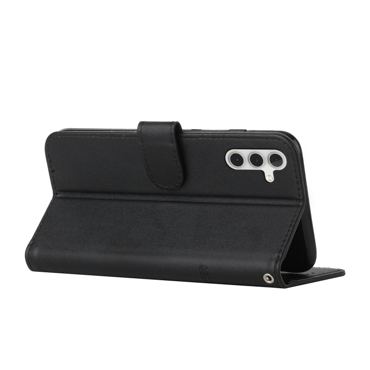 For Samsung Galaxy S25 / S24 5G Stitching Calf Texture Buckle Leather Phone Case(Black) For Samsung Galaxy S25 / S24 5G Stitching Calf Texture Buckle Leather Phone Case(Black)