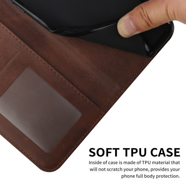 For Samsung Galaxy S25+ / S24+ 5G Stitching Calf Texture Buckle Leather Phone Case(Brown)