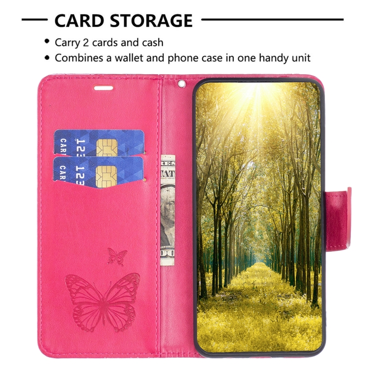 For Samsung Galaxy S25+ 5G Embossing Two Butterflies Pattern Leather Phone Case(Rose Red) For Samsung Galaxy S25+ 5G Embossing Two Butterflies Pattern Leather Phone Case(Rose Red)