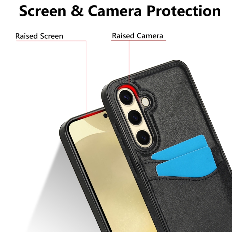 For Samsung Galaxy S24 FE 5G Litchi Leather Skin Card Slots Phone Case(Black) For Samsung Galaxy S24 FE 5G Litchi Leather Skin Card Slots Phone Case(Black)