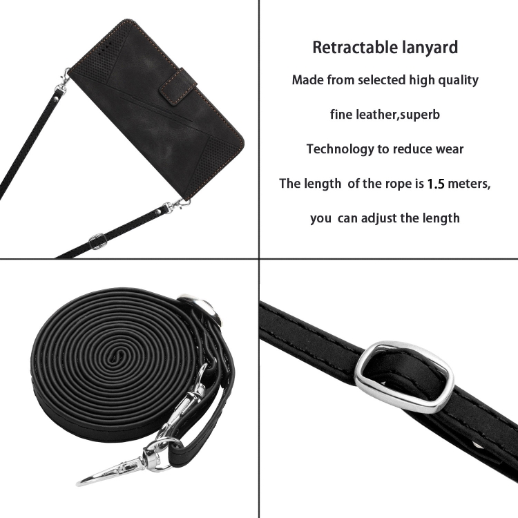 For Samsung Galaxy S25 Ultra 5G Dream Triangle Leather Phone Case with Long Lanyard(Black) For Samsung Galaxy S25 Ultra 5G Dream Triangle Leather Phone Case with Long Lanyard(Black)