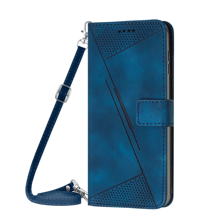 For Samsung Galaxy S25+ / S24+ 5G 5G Dream Triangle Leather Phone Case with Long Lanyard(Blue)
