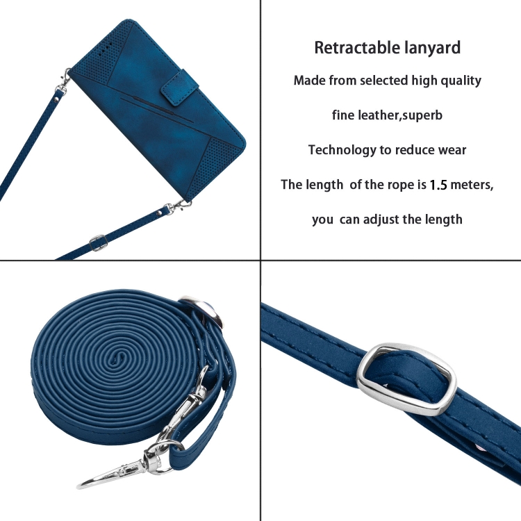 For Samsung Galaxy S25+ / S24+ 5G 5G Dream Triangle Leather Phone Case with Long Lanyard(Blue)