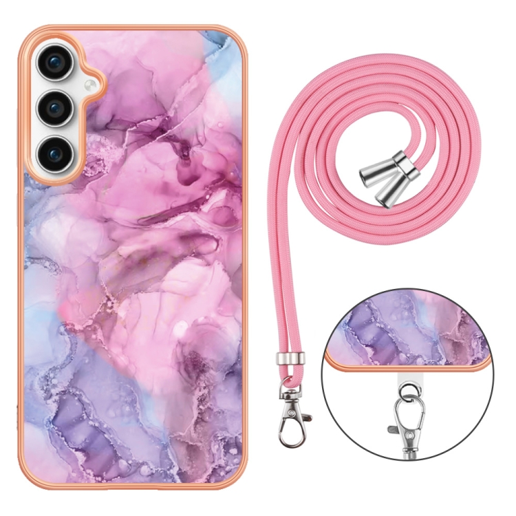 For Samsung Galaxy S24 FE 5G Electroplating Marble Dual-side IMD Phone Case with Lanyard(Pink 013) For Samsung Galaxy S24 FE 5G Electroplating Marble Dual-side IMD Phone Case with Lanyard(Pink 013)