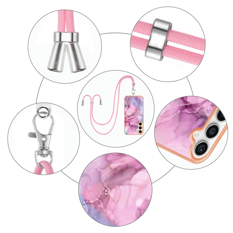 For Samsung Galaxy S24 FE 5G Electroplating Marble Dual-side IMD Phone Case with Lanyard(Pink 013) For Samsung Galaxy S24 FE 5G Electroplating Marble Dual-side IMD Phone Case with Lanyard(Pink 013)