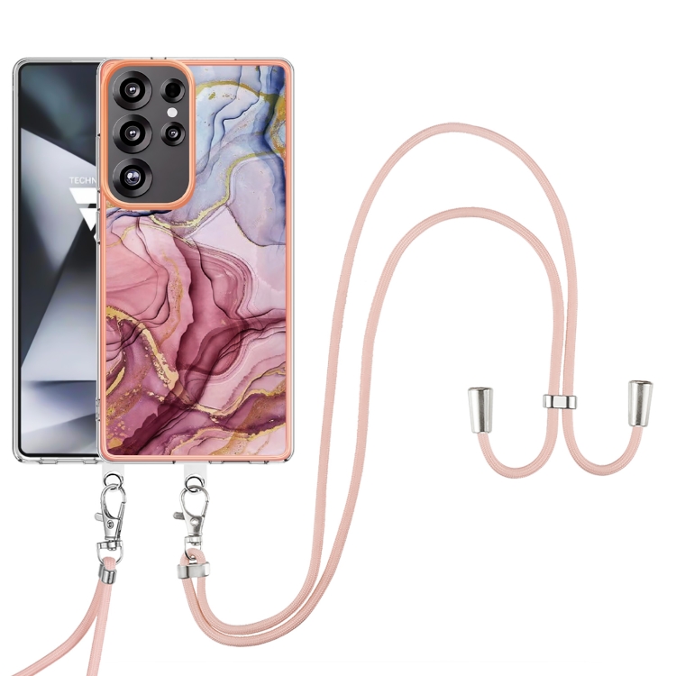 For Samsung Galaxy S25 Ultra 5G Electroplating Marble Dual-side IMD Phone Case with Lanyard(Rose Red 014) For Samsung Galaxy S25 Ultra 5G Electroplating Marble Dual-side IMD Phone Case with Lanyard(Rose Red 014)