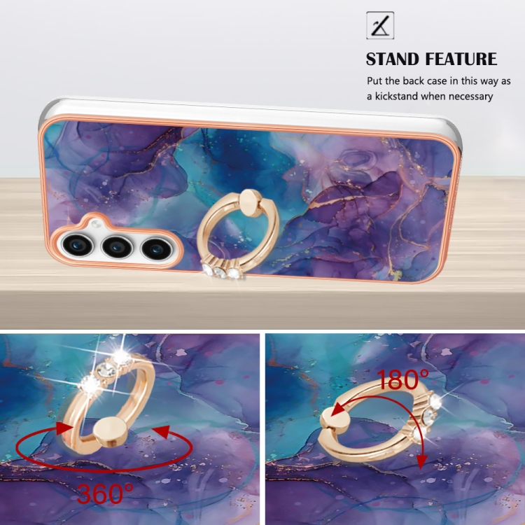 For Samsung Galaxy S24 FE 5G Electroplating Marble Dual-side IMD Phone Case with Ring(Purple 016) For Samsung Galaxy S24 FE 5G Electroplating Marble Dual-side IMD Phone Case with Ring(Purple 016)