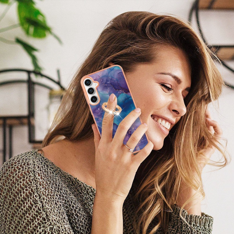 For Samsung Galaxy S24 FE 5G Electroplating Marble Dual-side IMD Phone Case with Ring(Purple 016) For Samsung Galaxy S24 FE 5G Electroplating Marble Dual-side IMD Phone Case with Ring(Purple 016)