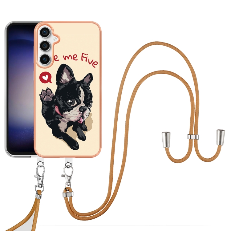 For Samsung Galaxy S24 FE 5G Electroplating Dual-side IMD Phone Case with Lanyard(Lucky Dog) For Samsung Galaxy S24 FE 5G Electroplating Dual-side IMD Phone Case with Lanyard(Lucky Dog)