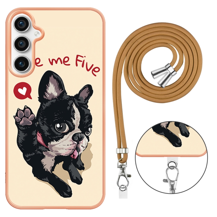 For Samsung Galaxy S24 FE 5G Electroplating Dual-side IMD Phone Case with Lanyard(Lucky Dog) For Samsung Galaxy S24 FE 5G Electroplating Dual-side IMD Phone Case with Lanyard(Lucky Dog)