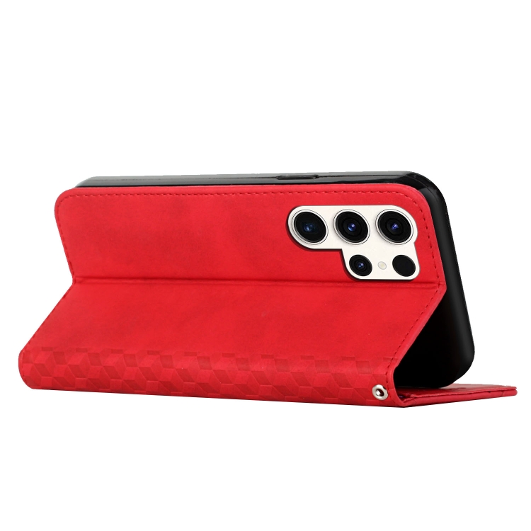 For Samsung Galaxy S25 Ultra 5G Diamond Splicing Skin Feel Magnetic Leather Phone Case(Red) For Samsung Galaxy S25 Ultra 5G Diamond Splicing Skin Feel Magnetic Leather Phone Case(Red)