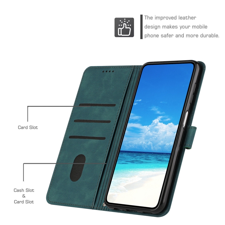 For Samsung Galaxy S25 / S24 5G Skin Feel Heart Embossed Leather Phone Case with Long Lanyard(Green) For Samsung Galaxy S25 / S24 5G Skin Feel Heart Embossed Leather Phone Case with Long Lanyard(Green)