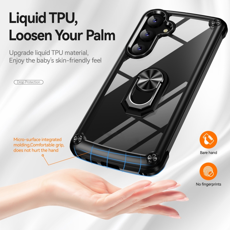 For Samsung Galaxy S25 5G TPU + PC Lens Protection Phone Case with Ring Holder(Black) For Samsung Galaxy S25 5G TPU + PC Lens Protection Phone Case with Ring Holder(Black)