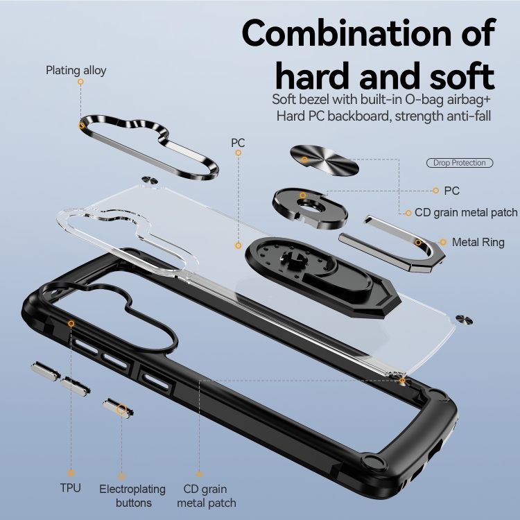 For Samsung Galaxy S25 5G TPU + PC Lens Protection Phone Case with Ring Holder(Black) For Samsung Galaxy S25 5G TPU + PC Lens Protection Phone Case with Ring Holder(Black)