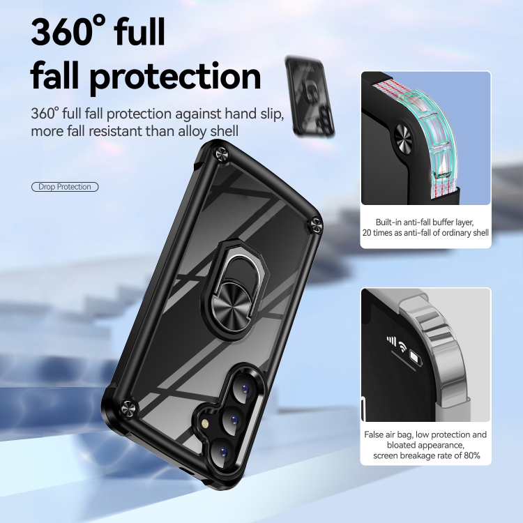 For Samsung Galaxy S25 5G TPU + PC Lens Protection Phone Case with Ring Holder(Black) For Samsung Galaxy S25 5G TPU + PC Lens Protection Phone Case with Ring Holder(Black)