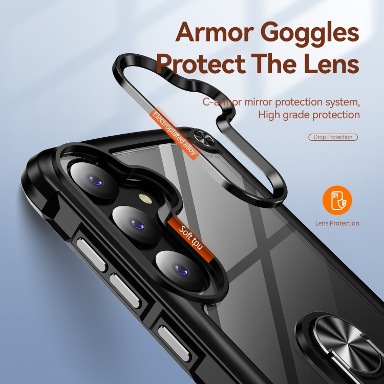 For Samsung Galaxy S25 5G TPU + PC Lens Protection Phone Case with Ring Holder(Black) For Samsung Galaxy S25 5G TPU + PC Lens Protection Phone Case with Ring Holder(Black)