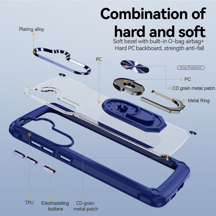 For Samsung Galaxy S24 FE 5G TPU + PC Lens Protection Phone Case with Ring Holder(Blue) For Samsung Galaxy S24 FE 5G TPU + PC Lens Protection Phone Case with Ring Holder(Blue)