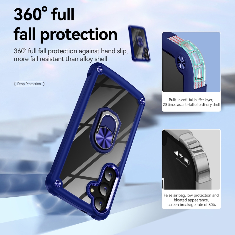 For Samsung Galaxy S24 FE 5G TPU + PC Lens Protection Phone Case with Ring Holder(Blue) For Samsung Galaxy S24 FE 5G TPU + PC Lens Protection Phone Case with Ring Holder(Blue)