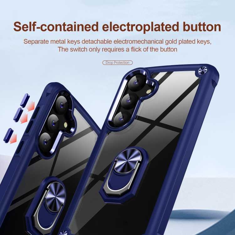 For Samsung Galaxy S24 FE 5G TPU + PC Lens Protection Phone Case with Ring Holder(Blue) For Samsung Galaxy S24 FE 5G TPU + PC Lens Protection Phone Case with Ring Holder(Blue)