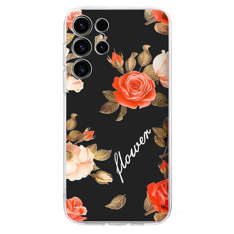 For Samsung Galaxy S23 Ultra 5G Colorful Painting Pattern TPU Phone Case(Flowers On Black) For Samsung Galaxy S23 Ultra 5G Colorful Painting Pattern TPU Phone Case(Flowers On Black)