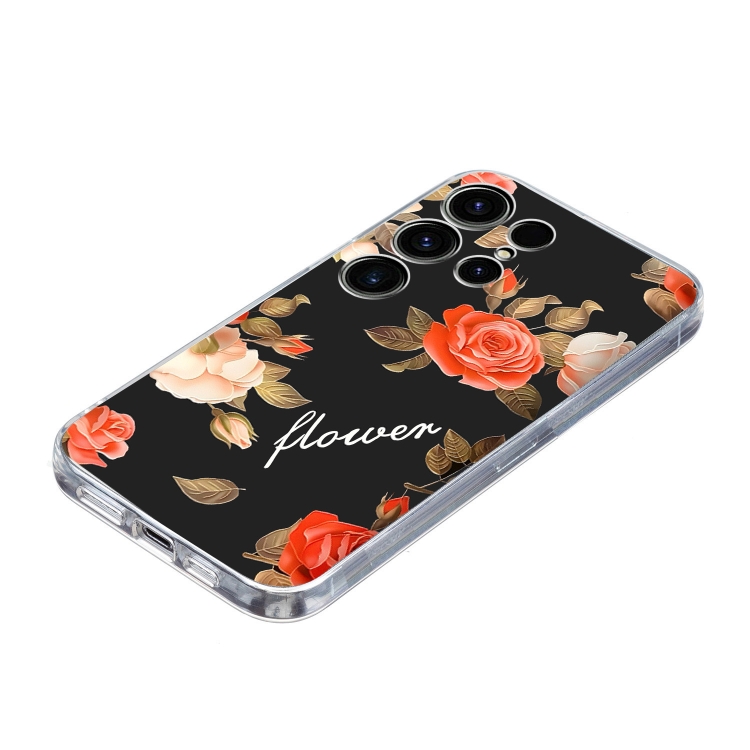 For Samsung Galaxy S23 Ultra 5G Colorful Painting Pattern TPU Phone Case(Flowers On Black) For Samsung Galaxy S23 Ultra 5G Colorful Painting Pattern TPU Phone Case(Flowers On Black)
