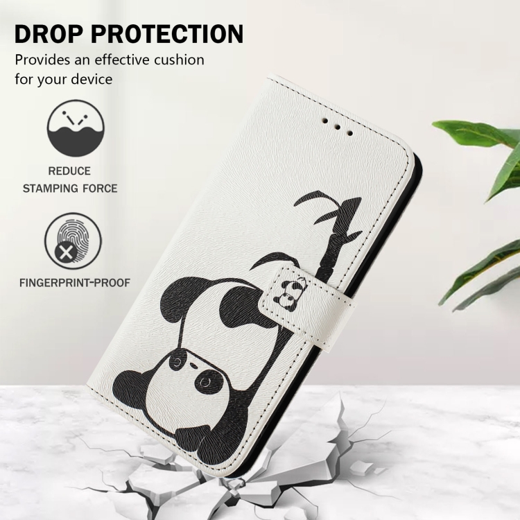 For iPhone 16 Art Colored Drawing Pattern Leather Phone Case(Panda) For iPhone 16 Art Colored Drawing Pattern Leather Phone Case(Panda)