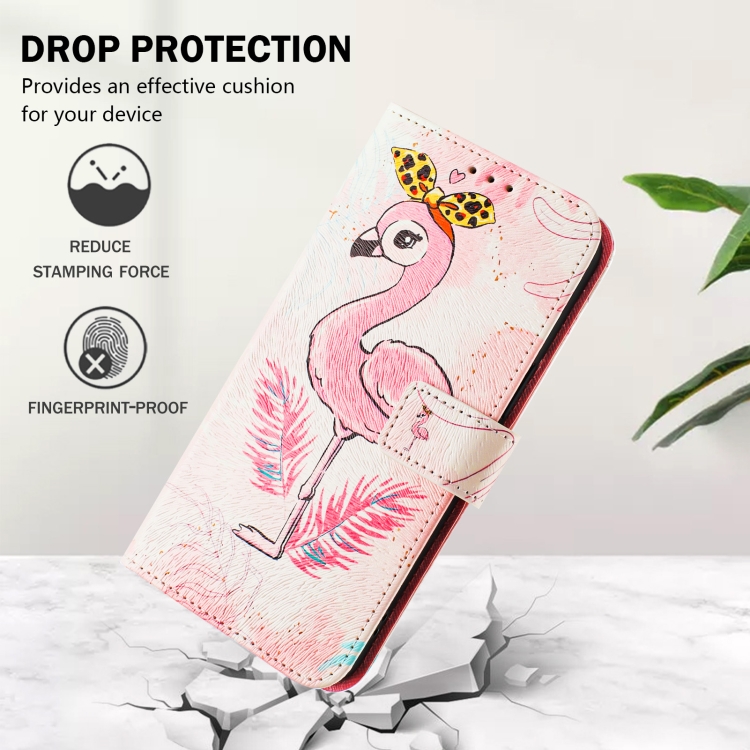 For iPhone 14 Plus Art Colored Drawing Pattern Leather Phone Case(Flamingo) For iPhone 14 Plus Art Colored Drawing Pattern Leather Phone Case(Flamingo)