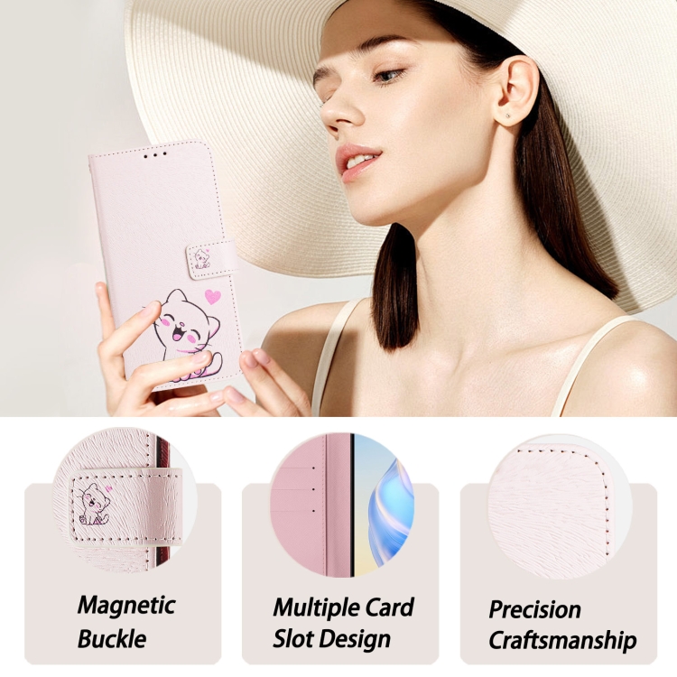 For iPhone 14 pro Art Colored Drawing Pattern Leather Phone Case(Cute cat) For iPhone 14 pro Art Colored Drawing Pattern Leather Phone Case(Cute cat)