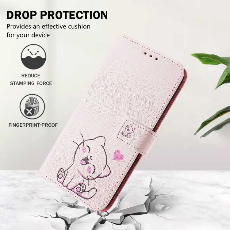 For iPhone 14 pro Art Colored Drawing Pattern Leather Phone Case(Cute cat) For iPhone 14 pro Art Colored Drawing Pattern Leather Phone Case(Cute cat)
