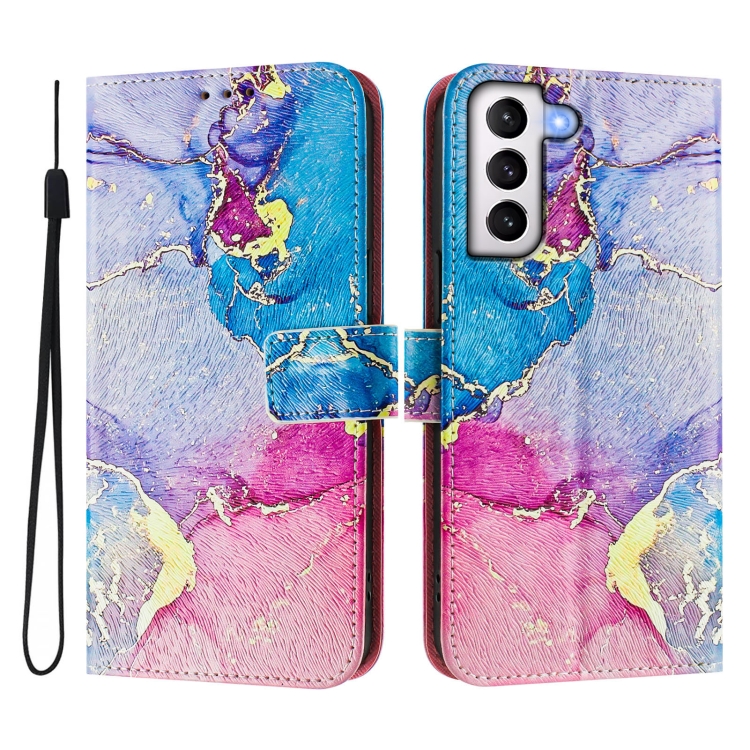 For Samsung Galaxy S21+ 5G Art Colored Drawing Pattern Leather Phone Case(Colorful marble)