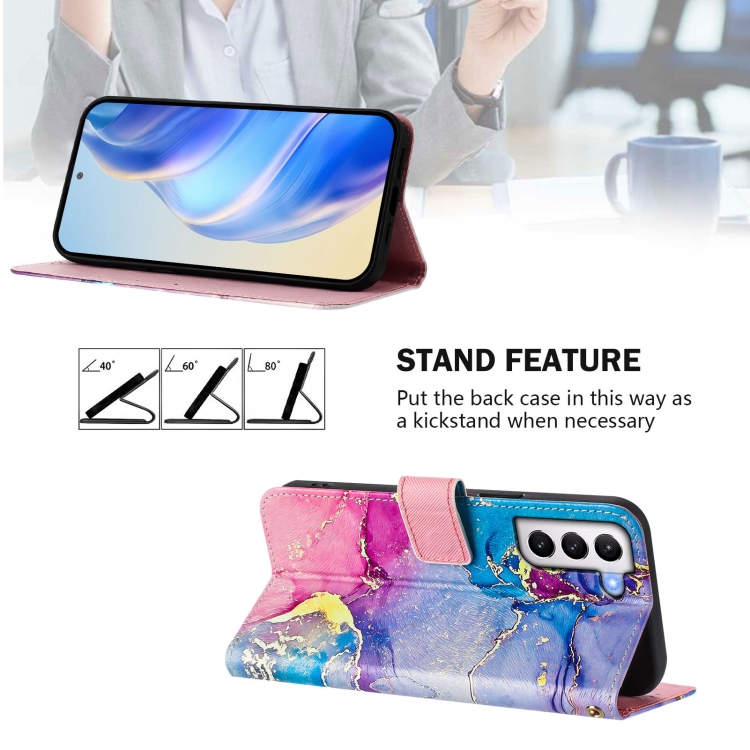 For Samsung Galaxy S21+ 5G Art Colored Drawing Pattern Leather Phone Case(Colorful marble)