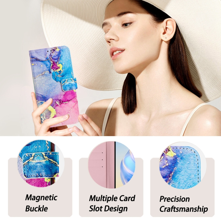 For Samsung Galaxy S21+ 5G Art Colored Drawing Pattern Leather Phone Case(Colorful marble)
