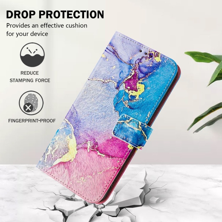 For Samsung Galaxy S21+ 5G Art Colored Drawing Pattern Leather Phone Case(Colorful marble)