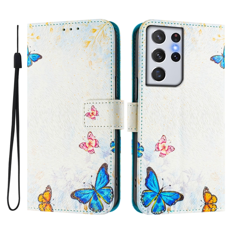 For Samsung Galaxy S21 Ultra 5G Art Colored Drawing Pattern Leather Phone Case(Butterfly house) For Samsung Galaxy S21 Ultra 5G Art Colored Drawing Pattern Leather Phone Case(Butterfly house)