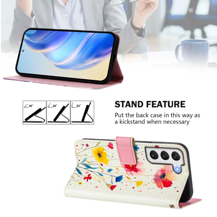 For Samsung Galaxy S22+ 5G Art Colored Drawing Pattern Leather Phone Case(Flowers and plants) For Samsung Galaxy S22+ 5G Art Colored Drawing Pattern Leather Phone Case(Flowers and plants)