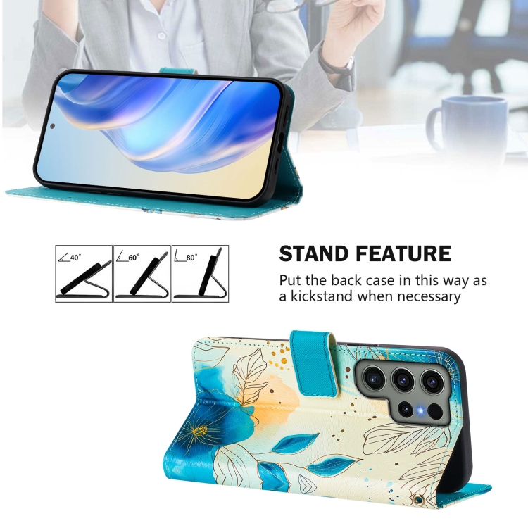 For Samsung Galaxy S23 Ultra 5G Art Colored Drawing Pattern Leather Phone Case(Flowering flowers) For Samsung Galaxy S23 Ultra 5G Art Colored Drawing Pattern Leather Phone Case(Flowering flowers)