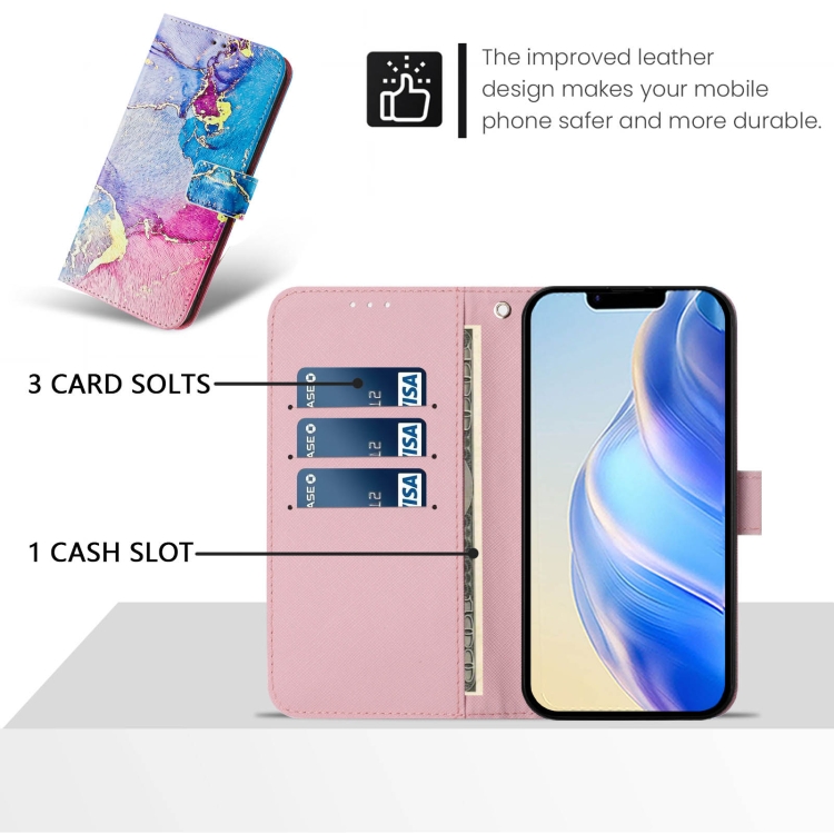 For Samsung Galaxy S24 5G Art Colored Drawing Pattern Leather Phone Case(Colorful marble) For Samsung Galaxy S24 5G Art Colored Drawing Pattern Leather Phone Case(Colorful marble)